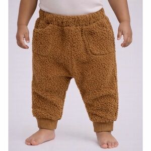 OLD NAVY • Tan/Brown Teddy Sherpa Fleece Jogger Pants, 6-12M